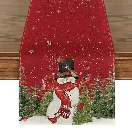 

XMNZMH 183x33cm Linen Christmas Table Runner Snowman Xmas Tree Home Dining Table Cover Tablecloth 2023 Navidad Noel Christmas Decorations 2024(29)