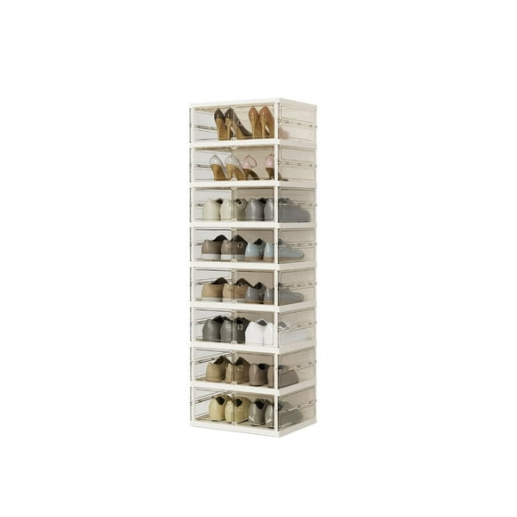 TOYTEXX Foldable 8-Tier Shoe Organizer Cabinet, 140 cm Tall Closet Storage
