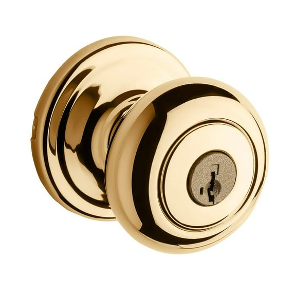 Kwikset Juno Entry Knob featuring SmartKey in Polished Brass