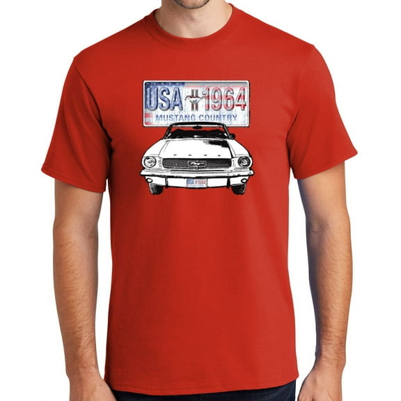 Buy Cool Shirts '64 Ford Mustang Country Cotton T-shirt, 2XL Fiery Red - Tall