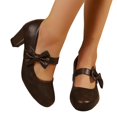 thumbnail image 5 of Mary Jane High Heels Bowknot Strap Comfortable Dress Shoes for Ladies Women's Party Wedding, 5 of 7