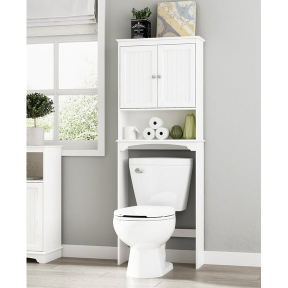 STAROUS Over The Toilet Storage Cabinet, Bathroom Shelf Over Toilet, Bathroom Storage Cabinet Organizer, White