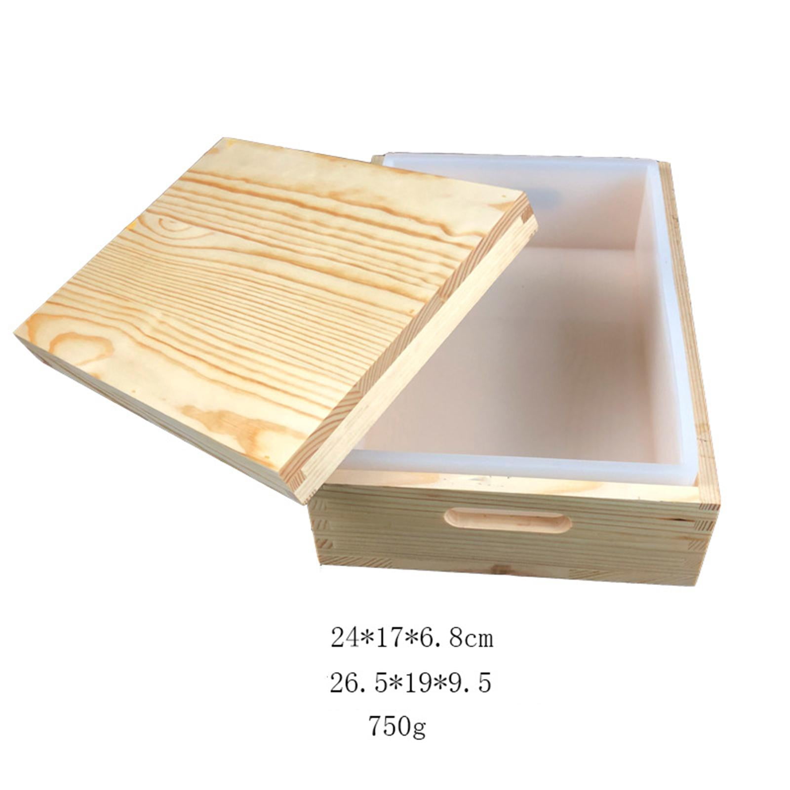 FVDPWYE Rectangle Silicone Soap Mold with Wood Box Handmade Soap Making Supplies 23ml Craft Cake Flexible Silicone Molds Soap Mould