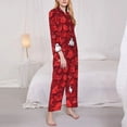 thumbnail image 3 of Yiaed Playful Red Cartoon Faces Print Pajamas Women's Long Sleeve Sleepwear Soft Button Down Loungewear Pjs Lounge Set Nightwear Womens Pajama Pants-X-Large, 3 of 7