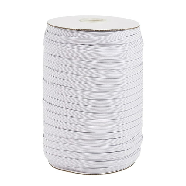 EeaseMX 1 rollo de cinta elástica plana de 180 m de poliéster para mascarillas, accesorios de ropa, cinturones y decoración, 5 mm (blanco)