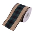 thumbnail image 2 of Clearance Under $1 Christmas Wired Ribbon, 1 Roll Burlap Plaid Holiday Ribbon, Blackish Green 6x457cm, DIY Bows Wreath Xmas Tree Decor, 2 of 7