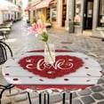 thumbnail image 4 of Valentine's Day Fitted Tablecloth with Elastic Edged, Round Table Cloth for Dining Table, Red Love Heart Roses Romantic Wooden Waterproof Oil Proof Table Cover for Indoor Outdoor 36"-44", 4 of 8