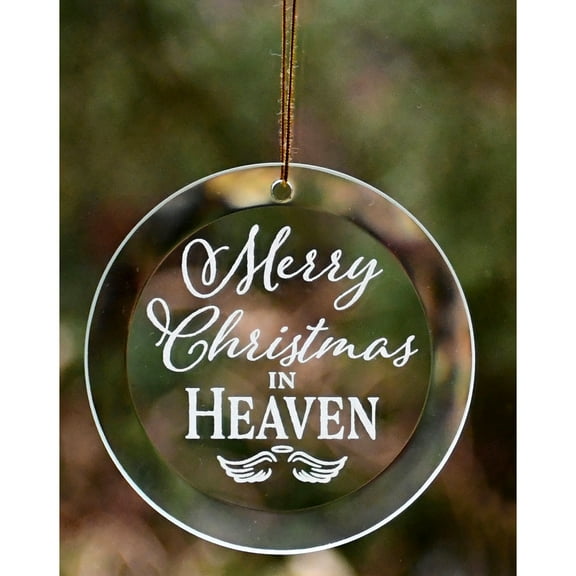 Dexsa Merry Christmas In Heaven Glass Christmas Ornament 4" x 4"