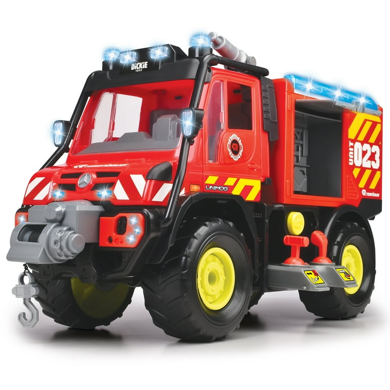 DICKIE RC-UNIMOG HUNTER 新品 Dickie Toys: Mercedes-Benz Unimog Fire Rescue Truck - Red & Yellow
