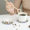 thumbnail image 6 of Bingfone Vintage Herbs And Wildflowers Leather Drinks Coasters With Set Of 6,Suitable For Home Kitchen,Coffee Cup Coasters Home Gift, 6 of 9