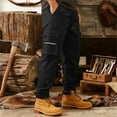 thumbnail image 5 of Men's Cargo Pants Loose Fit Casual Joggers with Multiple Pockets Summer Streetwear Black Pant, 5 of 8