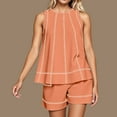 thumbnail image 2 of Curuila Two Piece Sets For Women Shorts Suit Solid Color Crew Neck Sleeveless Tank Top Breathable Outfit Set Rd1 Size L, 2 of 6