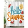 thumbnail image 2 of Fsddascl Hello Summer Shower Curtain Set - 54" x 78" Washable Bathtub Curtain with 12 Hooks, Watercolor Watermelon Tropical Fruit Waterproof Fabric Stall Shower Curtains for Bathroom/Bathtub Décor, 2 of 6
