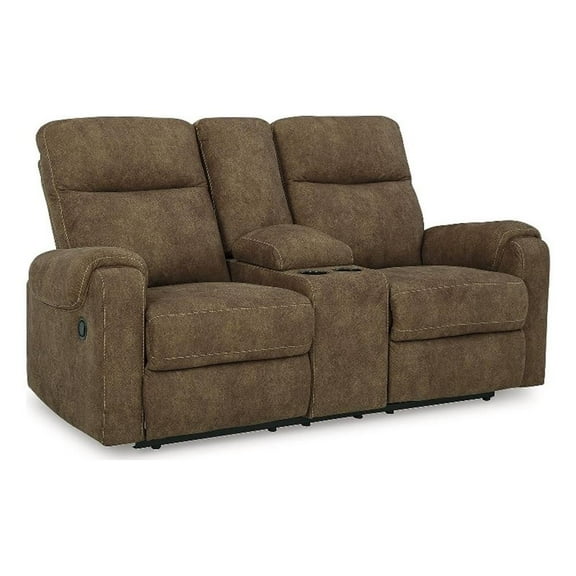 Signature Design by Ashley Edenwold Brown Reclining Loveseat with Console