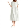 thumbnail image 1 of 2025 Robe Maxi Courte à Col Rond pour Femmes, Manches, Couleur Unie, Coupe Ample, Longue Maxi pour Femmes, Ajustée, Mi-Longue, 1 of 5