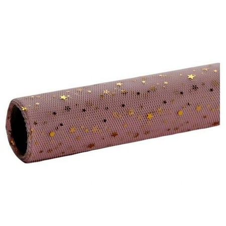Panda Superstore PF-HOM13336081-DORIS00087-RP Pink Flower Mesh Gauze Gift Wrapping Paper Roll, Stars