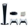 Sony Playstation 5 Digital Edition Console (Japan Import) with Extra White Controller and 1080p HD Camera Bundle with Cleaning Cloth