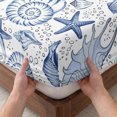 thumbnail image 3 of Full Size Fitted Sheet Set - Navy Blue Coastal 3 Piece Bedding Sets 16" Deep Pocket Fitted Sheet with 2 Pillowcases Nautical Ocean Shell Starfish Sea Brushed Microfiber Hotel Luxury Bed Sheets, 3 of 9
