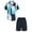 Blue & White - Colorblock, variant on Boys 2 Piece Outfits Hawaiian Shorts Sets Button Down Shirt and Shorts Summer Beach Clothes