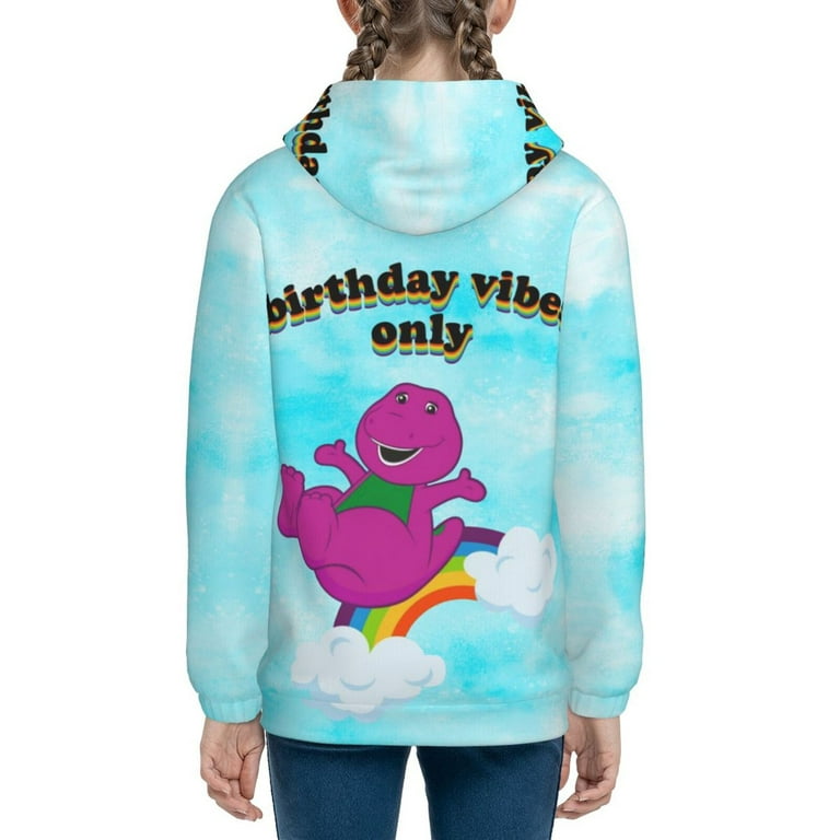 Kids Barney And Friends Hoodies With Pocket 3D Graphic Pullover Hooded Sweatshirt Cartoon Hoodie For Boys Girls