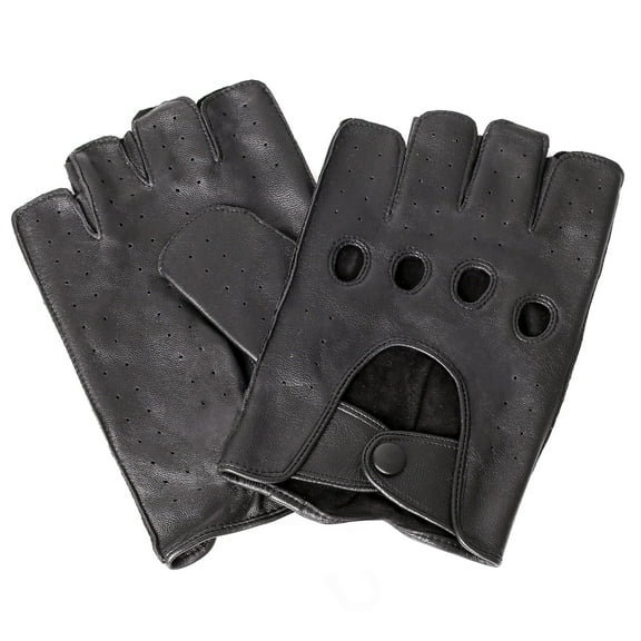Karla Hanson 82126 Men's Leather Fingerless Driving Gloves Black Medium (82126BLACK-M)