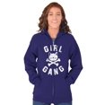 thumbnail image 4 of Girl Gang Punk Kittycat Crossbones Zip Hoodie Sweatshirt Women Brisco Brands 2X, 4 of 6