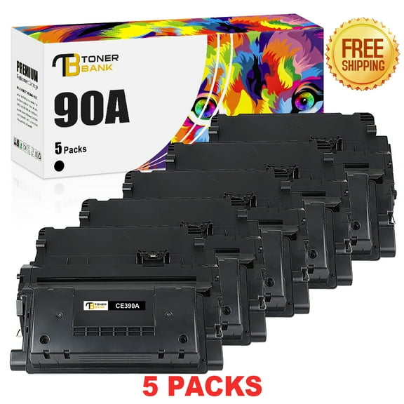 Toner Bank Compatible Toner Cartridge Replacement for HP 90A CE390A 90x High Yield LaserJet Enterprise 600 M602 M601 M4555 M602dn M602n M602x M603dn M603n M4555f M4555h Printer (Black, 5-Pack)