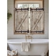 thumbnail image 4 of Farmhouse Wood Grain Bathroom Window Curtain, Vintage Country Barn Gate Brown Light Filtering Coffee Kitchen Curtains, Bedroom Living Room Curtains 2 Panel 84"x45", 4 of 6