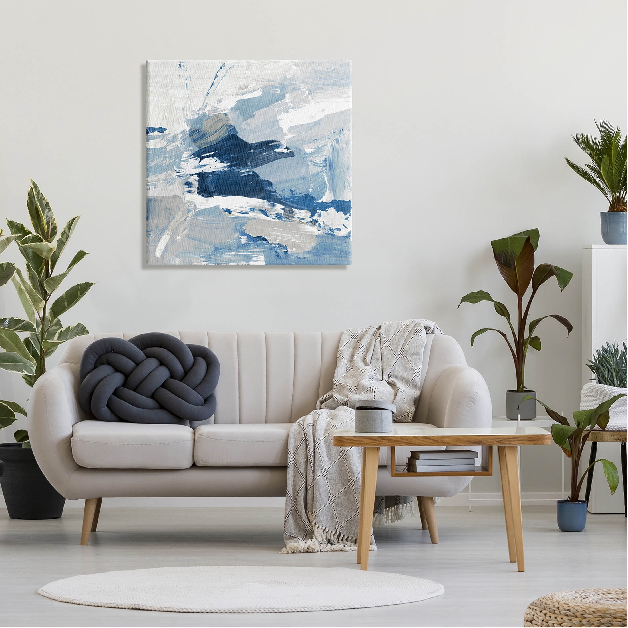 Stupell Industries Abstract Brushed Blue Painting Painting Gallery Wrapped Canvas Print Wall Art, Design by Lanie Loreth
