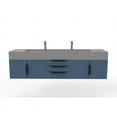 thumbnail image 3 of Castello USA Nile 72" Blue Wood Floating Vanity with Gray Top and Black Trim, 3 of 11