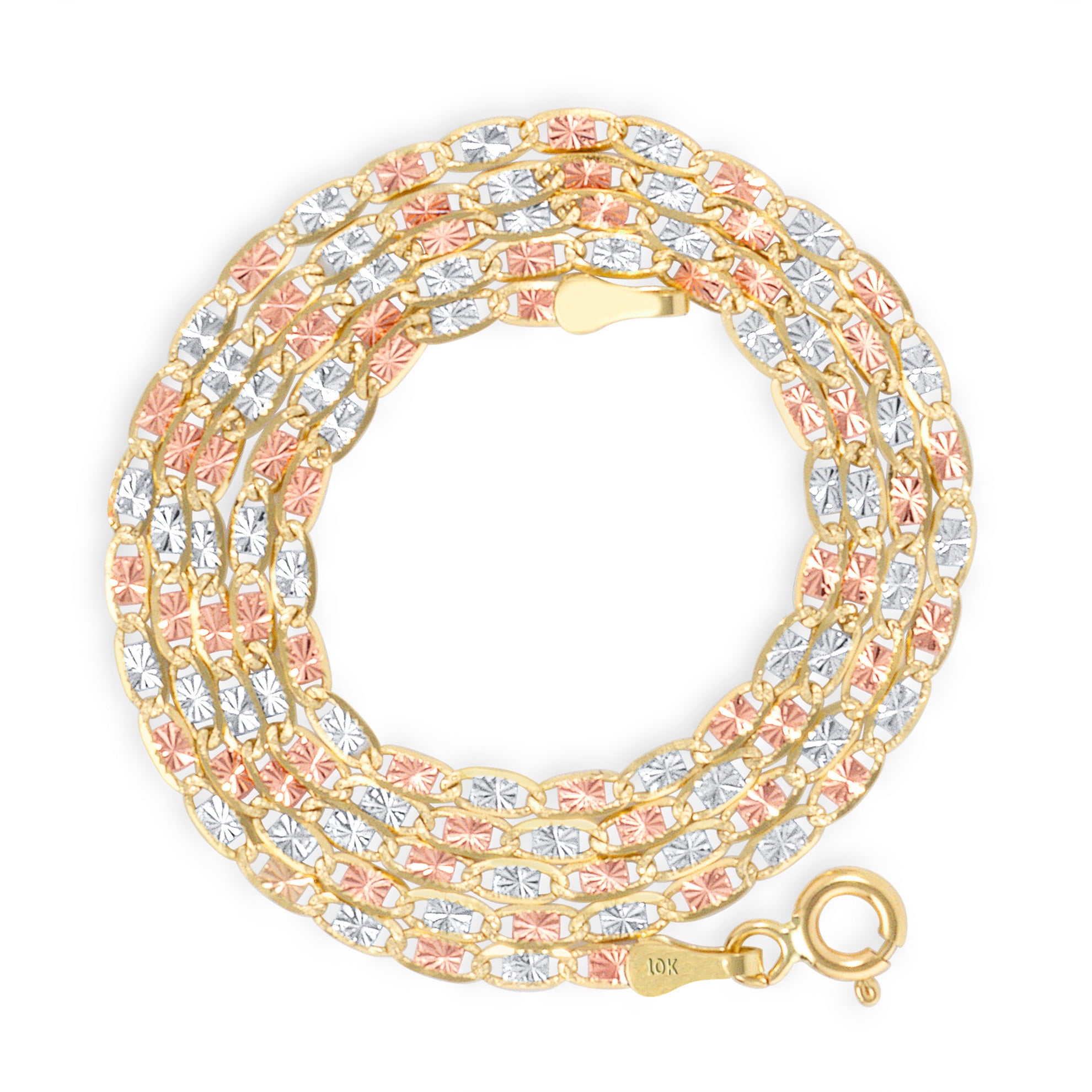 Nuragold 10k Real Yellow Rose White Gold Solid Valentina 2mm Anchor Link Chain Necklace (16"-24") Dainty Italian Jewelry for Women