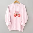 thumbnail image 4 of hxobax Pink Sweatshirt for Womens Fleece Pullover Tops Cute Cherry Bow Sweatshirts Jumper for Teens, 4 of 7