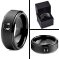 thumbnail image 4 of Tungsten Audiophile Audio Music Love Band Ring 8mm Men Women Comfort Fit Black Step Bevel Edge Brushed Polished, 4 of 4