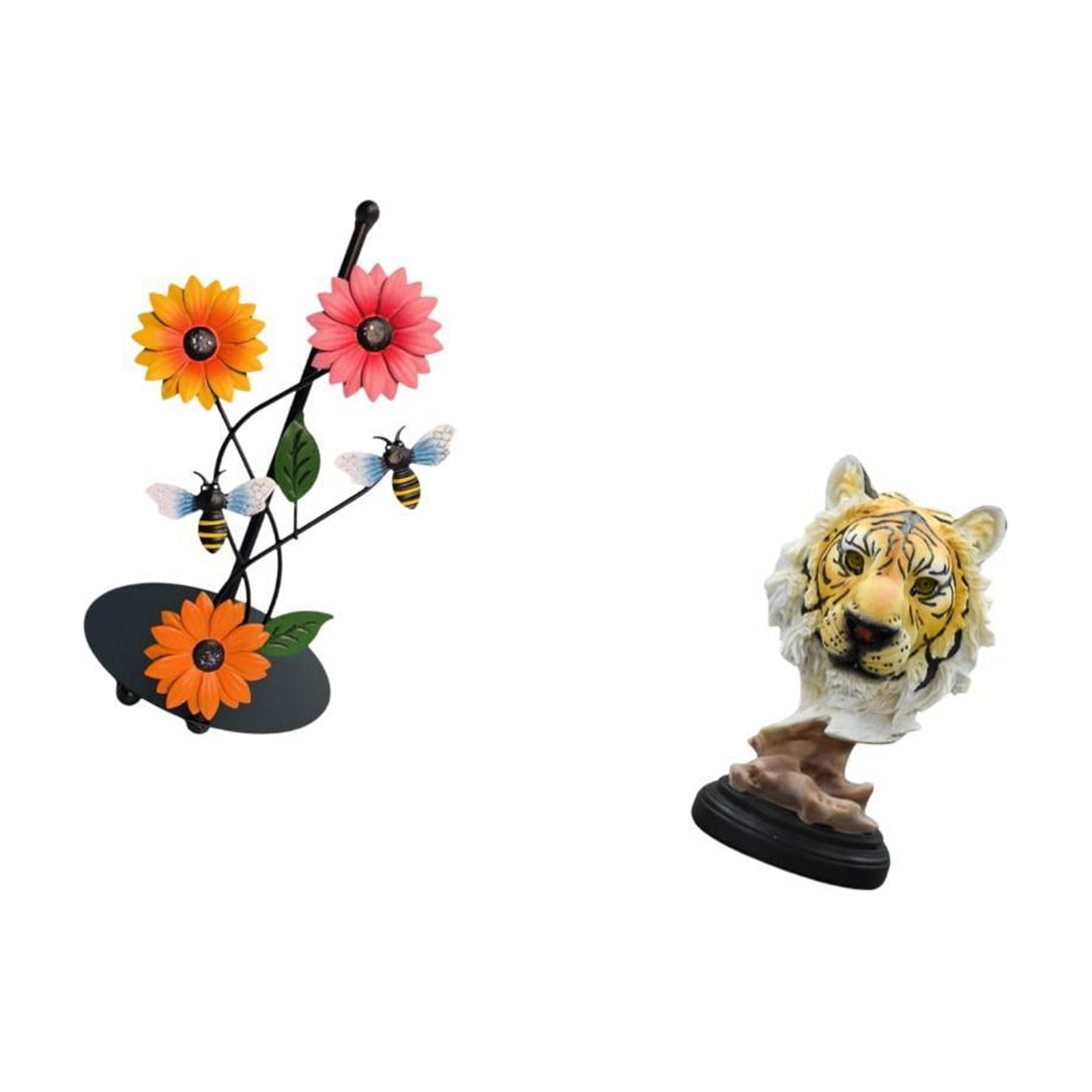 Fiocias Tiger Head Paper Towel Holder Dispenser Non Slip Vertical Tissue Rack Animal Sculpture Figurine Crafts Modern Statue for Home Entrance Living Room Boo