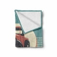 thumbnail image 2 of Retro Soft Flannel Fleece Throw Blanket, Nostalgic Antique Classic Vehicles Old is New Again Illustration Print, Cozy Plush for Indoor and Outdoor Use, 50" x 60", Red Yellow Teal, by Ambesonne, 2 of 6