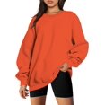 thumbnail image 2 of ORUYROP Chandails en Molleton Surdimensionnés pour Femmes Manches Longues Col Rond Chandail Décontracté Ample Couleur Unie Polaire Tops Pulls, 2 of 7