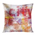 thumbnail image 1 of BOSDECO Blue City Modern Abstract Collage Orange Colors Creative Damaged Digital Forms Pillow Case Pillow Cover 20x20 inch, 1 of 1