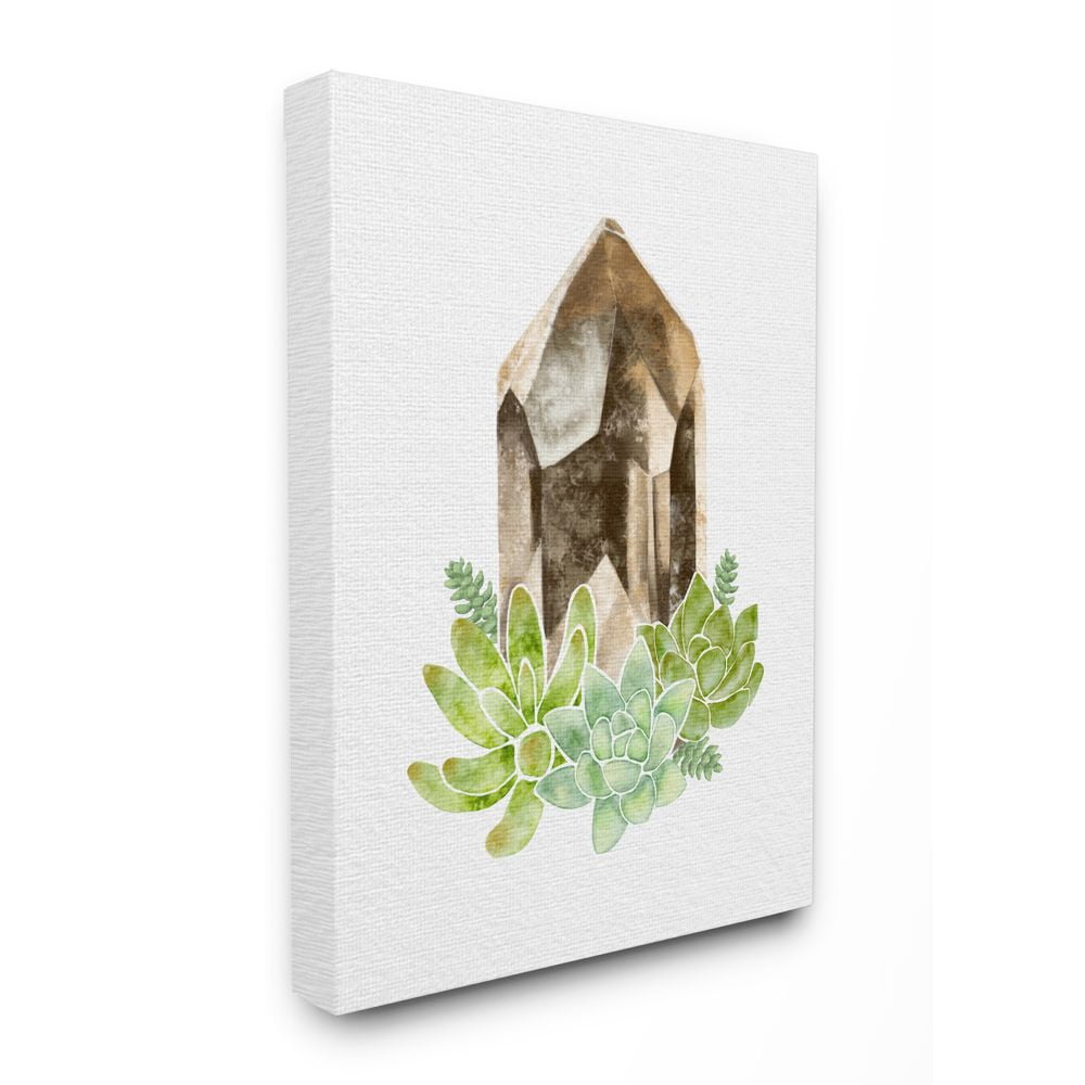 Stupell Industries Succulent Crystal Flower Brown Green Watercolor Painting Canvas Wall Art by Ziwei Li