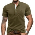thumbnail image 2 of Men's Classic Henley Shirt Casual Raglan Short Sleeve Button-Down Cotton T-Shirt with Pockets, 2 of 5