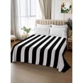 thumbnail image 3 of Full Size Flat Sheet Only, Black Striped Soft Brushed Microfiber Bed Sheets, Modern Farmhouse Black and White Stripes Hotel Quality Breathable Bedding Top Sheet, Easy Care, 81"x96", 3 of 9