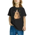 thumbnail image 3 of Feancey Groundhog Day Shirt Kids Boys Girls Summer Short Sleeve T-Shirts Loose Fit Casual Crewneck Tops Cute Animal Lover Graphic Tees Black 130, 3 of 5