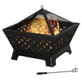 thumbnail image 2 of Outsunny 26 Inch Outdoor Fire Pits, Bonfire Wood Burning Firepit Bowl, Camping Fire Pit with Spark Screen Cover, Poker for Patio, or Backyard, Black, 2 of 9