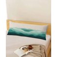 thumbnail image 5 of Teal Beige Ombre Body Pillow Cover 20 x 54 Inch Decorative Pillow Cover Minimalist Ocean Waves Linen Lumbar Pillowcase Seasonal Rectangle Cushion Case for Couch Sofa Bed Living Room, 5 of 7