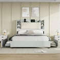 thumbnail image 5 of Amerlife Queen Size Bed Frame with Drawers,Upholstered Bookcase Headboard and Charging Station,Gray, 5 of 9