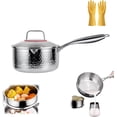 thumbnail image 1 of Titanium Saucepan with Lid No Coating Non Stick Hammered Titaniums Pans for Cooking Fast Even Heating Dual Pour Spouts Compatible with All Cooktops with Steamer1.5-4 Quart (Silver(No Steamer), 3.0QT), 1 of 7