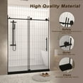 thumbnail image 3 of 60 in. W x 76 in. H Frameless Sliding Shower Door with 1/4 "(6 mm) Clear Tempered Glass, Matte Black, 3 of 11