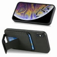 thumbnail image 3 of Magnetic Carbon Fiber Case for iPhone XS Max with Holder Kickstand, Fiber Texture Wallet Phone Case with Card Holder Durable Military Grade Protection Cover for iPhone XS Max, Black, 3 of 10