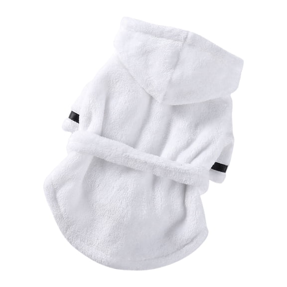 LIFKOME Comfortable White Polyester Pet Bathrobe for Dogs Durable Bath Clothes