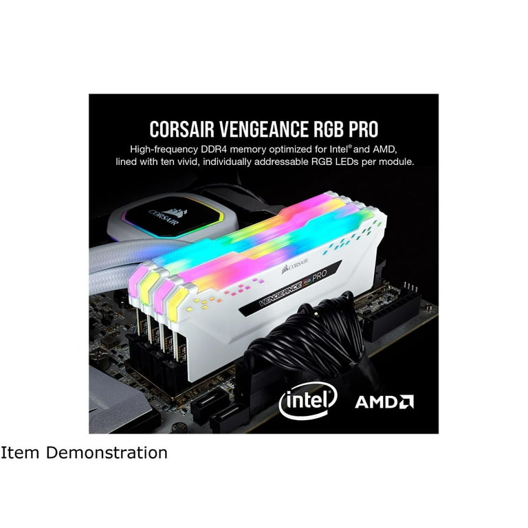 CORSAIR Vengeance RGB Pro 16GB (2 x 8GB) 288-Pin PC RAM DDR4 3200 (PC4  25600) Desktop Memory Model CMW16GX4M2C3200C16W