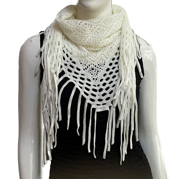 Soft Knitted Triangular Scarf for Women Envelope Scarf Blanket Scarf Shawl with Fringes for Autumn and Winter Outfits